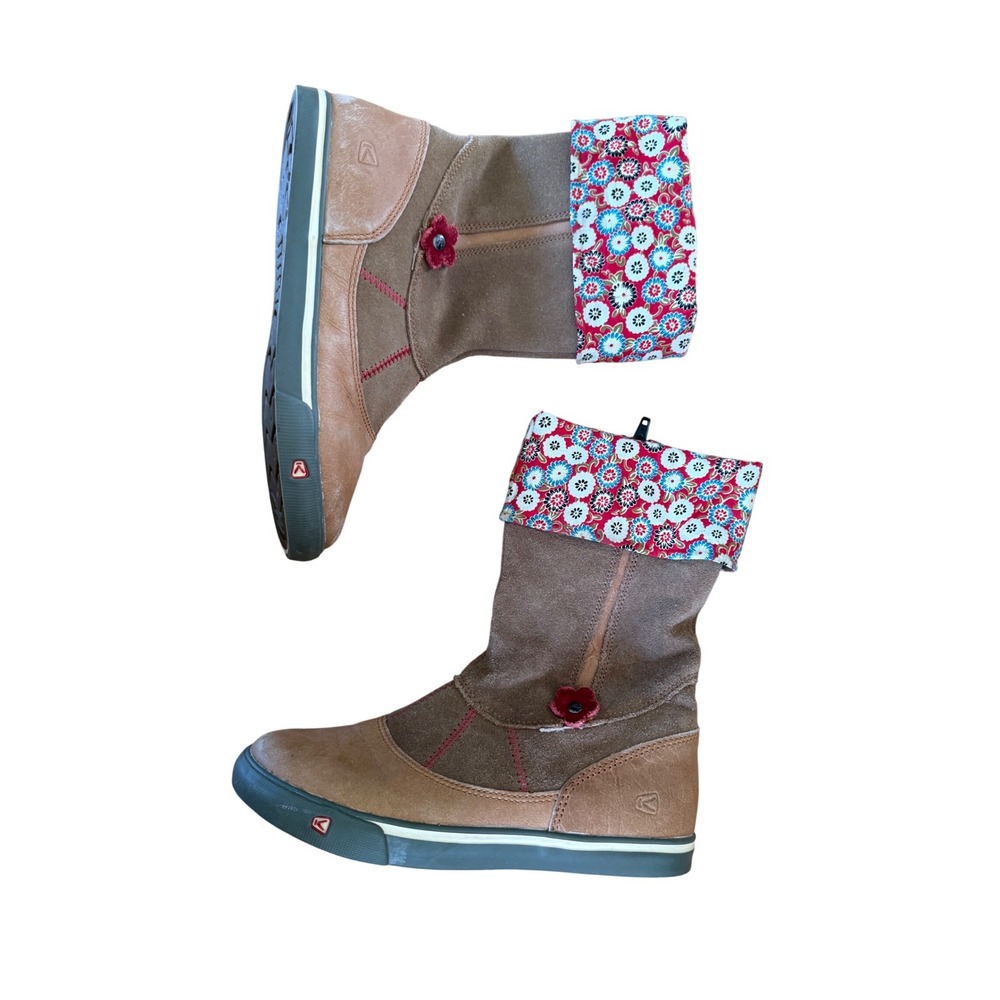 Keen Boots Magalia Floral Print Tan Suede Leather boots
